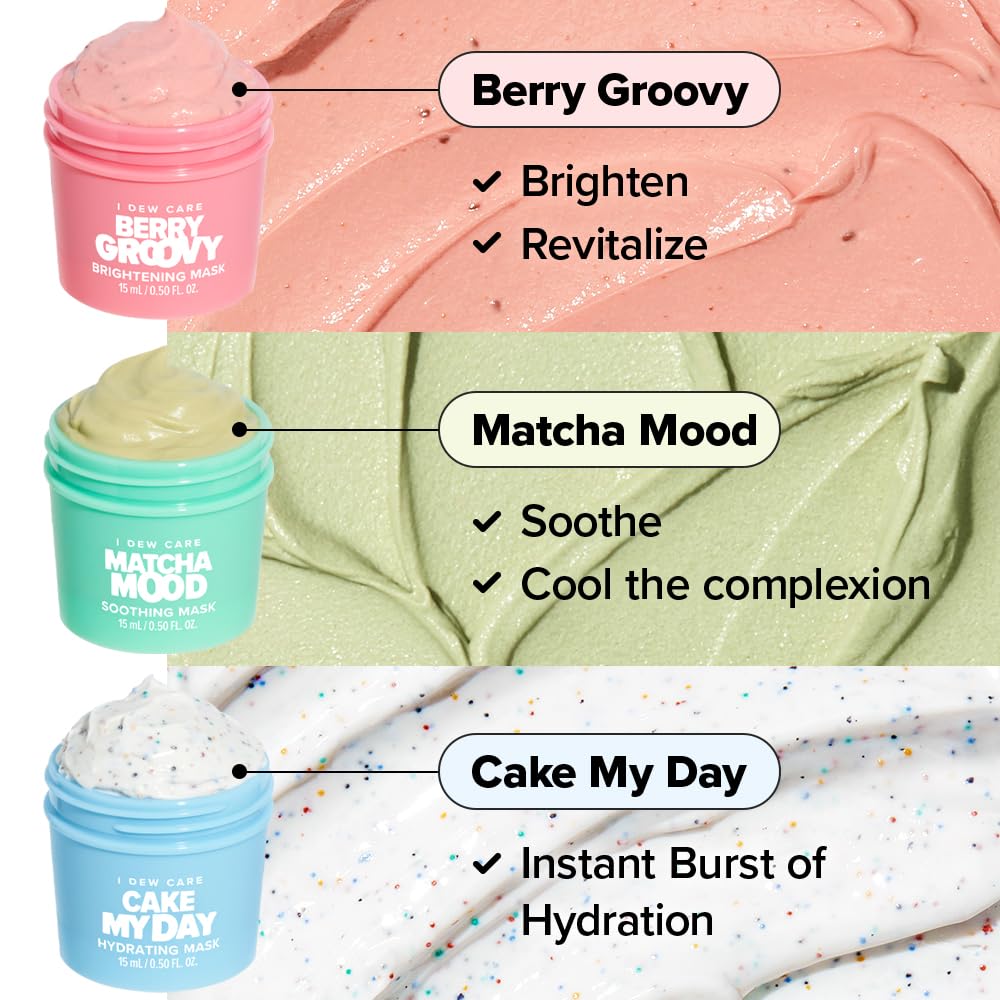 I DEW CARE Wash Off Face Mask Skincare Gift Set - Mini Scoops | Facial Masks, Matcha, Korean Skincare, Pore Cleansing Mask, Cruelty-Free, Travel Size, Mini Set, Stocking Stuffers, Teen Girl Gift Set - Image 4