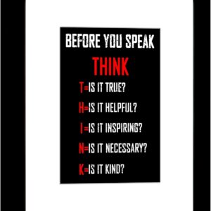 Wieco Art Think Quotes Wall Art Inspirational Canvas Print Motivation Classroom Decor With Black Frame and Real Glass for Home Office Wall Decoration