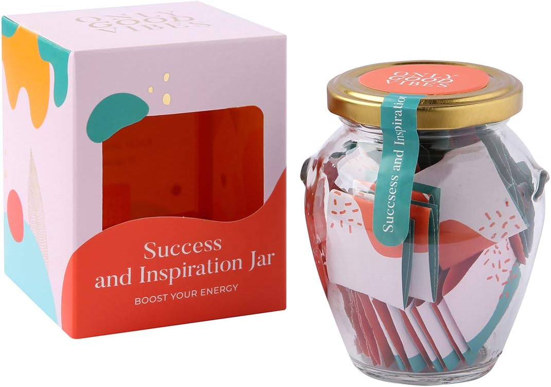 Only Good Vibes Success and Inspiration Jar gives positive boost and motivates you, your friends and others that you care for every day. It’s a friendship gift for women