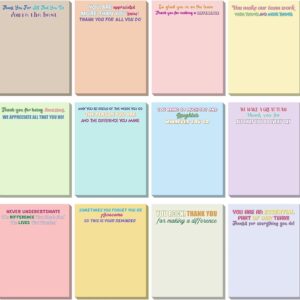 Thenshop 24 Pcs Employee Appreciation Sticky Notes 3 x 4'' Inspirational Sticky Notes Thank You Gifts Funny Self Adhesive Notepads for Coworkers Nurse Teacher Office Supplies (Pastel)