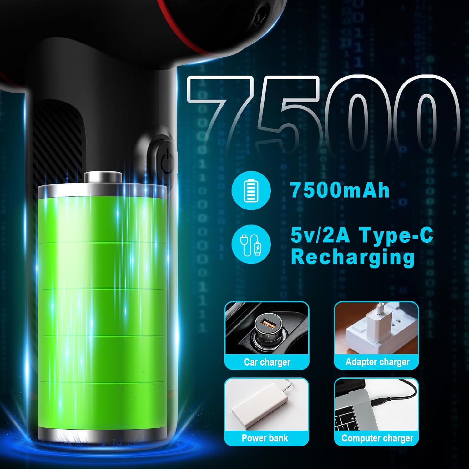 Compressed Air Duster,3 Gear Adjustable 100000RPM Electric Air Duster, Rechargeable Cordless Air Blower with LED Light for Computer Keyboard Electric Devices Cleaning. Replaces Compressed Air Cans - Image 3