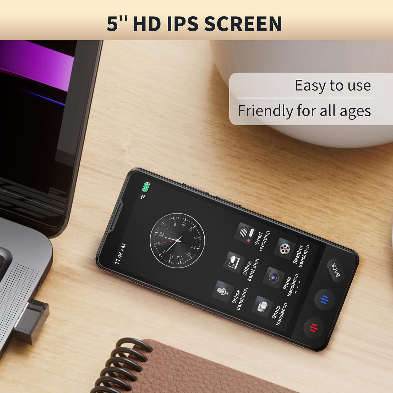 AI Language Translator Device, 2025 Upgraded Translator No WiFi Needed, Support ChatGPT, Voice Instant Two-Way 150 Language Translator, Offline/Recording/Photo Translation for Business Travel - Image 6