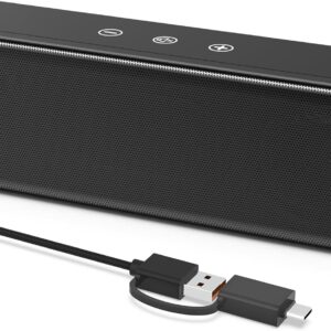 Computer Speakers for Desktop PC Laptop, Wired, USB Plug-in, External Speakers for Monitor, Small Computer Sound bar for PC, Loud Speaker with Deep Bass, Touch Control, Built-in USB-C to USB Adapter