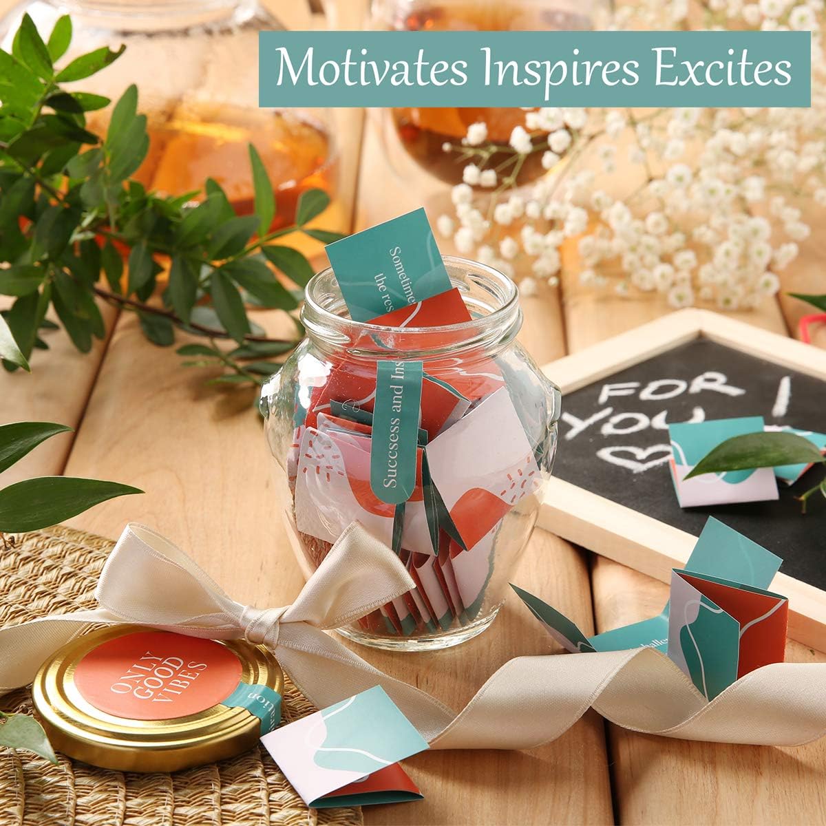 Only Good Vibes Success and Inspiration Jar gives positive boost and motivates you, your friends and others that you care for every day. It’s a friendship gift for women - Image 5