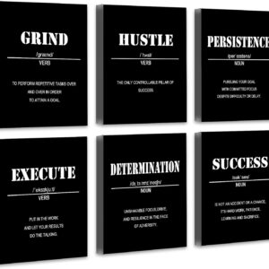 Drsoum Inspirational Office Wall Art - Motivational Quotes for Living Room - Encouraging Canvas Posters for Bedroom - Sayings for Wall Decor - 8” x10” x6 PCS (FRAMED)