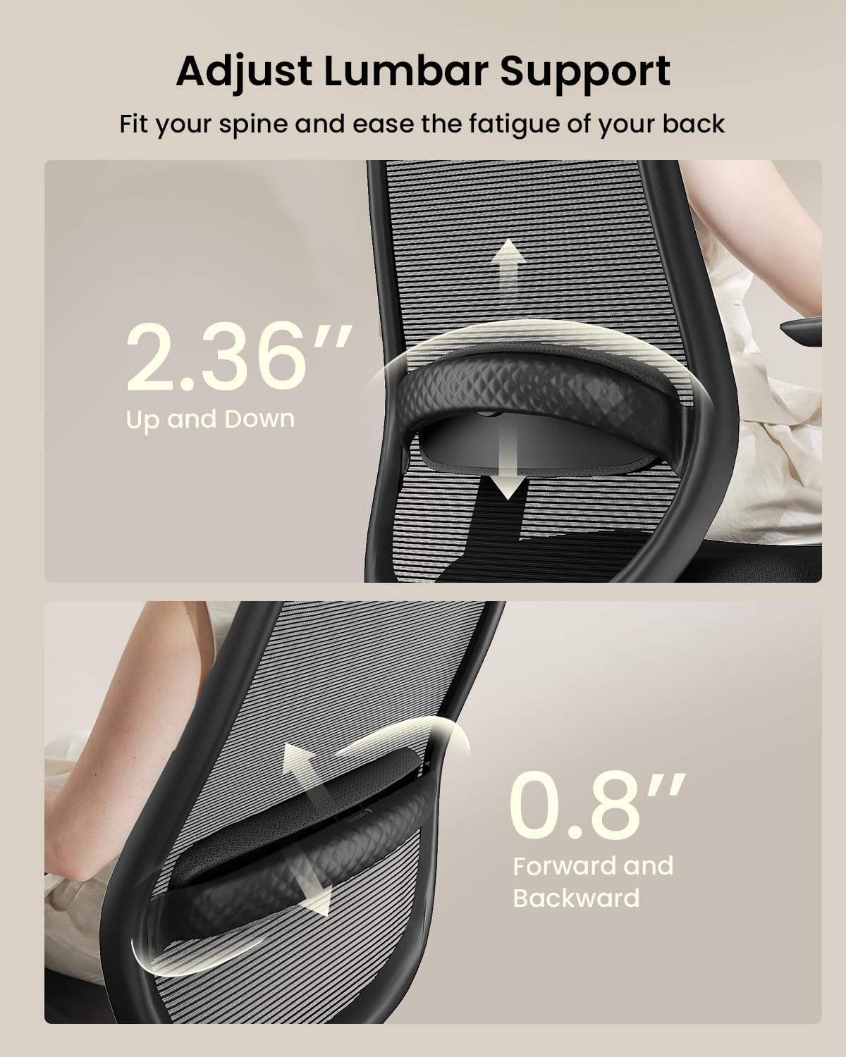 ProtoArc Ergonomic Office Chair – EC200 High-Back Mesh Computer Chair with Lumbar Support, 3D Adjustable Headrest & Sliding Seat for 8+ Hour Comfort, Big & Tall Home Office Desk Chairs - Black - Image 3