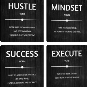 Motivational Wall Decor Inspirational Office Quotes for Living Room Bedroom Canvas Posters Painting 4 Pieces Wall Art Framed Modern Quotes Artwork Wall Decoration Home Decor Office Decor 12”X12”X4