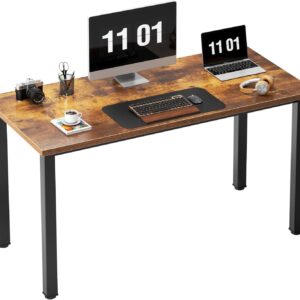 Need Computer Desk, 47 inch Home Office Desk, Modern Simple Style Home Office Gaming Desk, Basic Writing Table for Study Student, Black Metal Frame, Rustic Brown