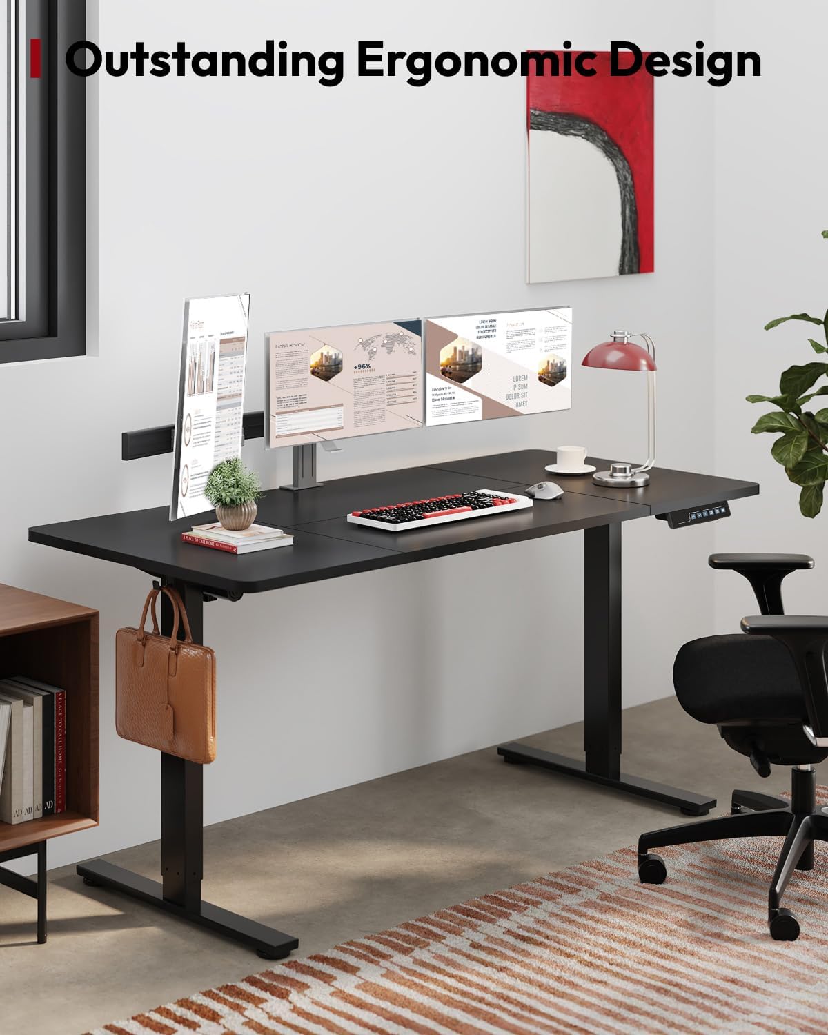 SANODESK Standing Desk Height Adjustable Electric Stand up Desk 71x32 Inches Sit Stand Home Office Desk with Splice Board, Black Frame/Black Top - Image 3