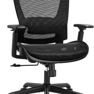 ELABEST Mesh Office Chair,Ergonomic Computer Desk Chair,Sturdy Task Chair- Adjustable Lumbar Support & Armrests,Tilt Function,Comfort Wide Seat,Swivel Home Office Chair (Black)