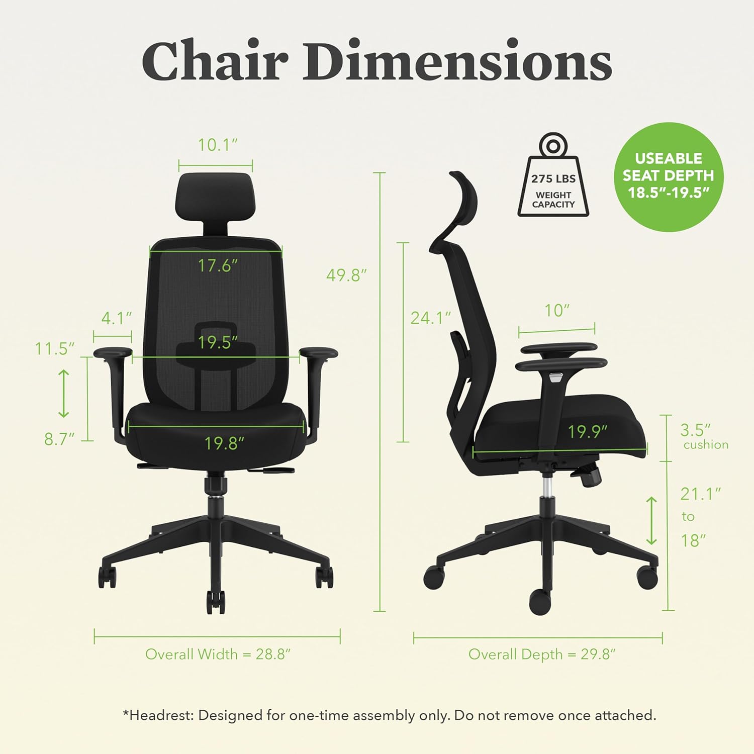 HON Altern Ergonomic Office Chair with Headrest, Arms, Wheels, Foam Cushion Seat, Mid Back Home Office Desk Chair Comfy, Height Adjustable Arms, Synchro-Tilt, Seat-Slide, Black - Image 2