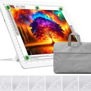 TOHETO Rechargeable A4 Light Board with Stand, Bag, Super Bright Magnetic Light Pad with Side Buttons, Wireless Light Box for Tracing and Drawing, Cordless Light Table for Diamond Painting, Sketching