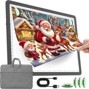 TOHETO Rechargeable A4 Light Pad with Carry Bag for Diamond Painting, Ultra Bright Tracing Light Box for Drawing, Wireless Lightbox for Tracing and Drawing, Cordless Diamond Art Light Board (Black)