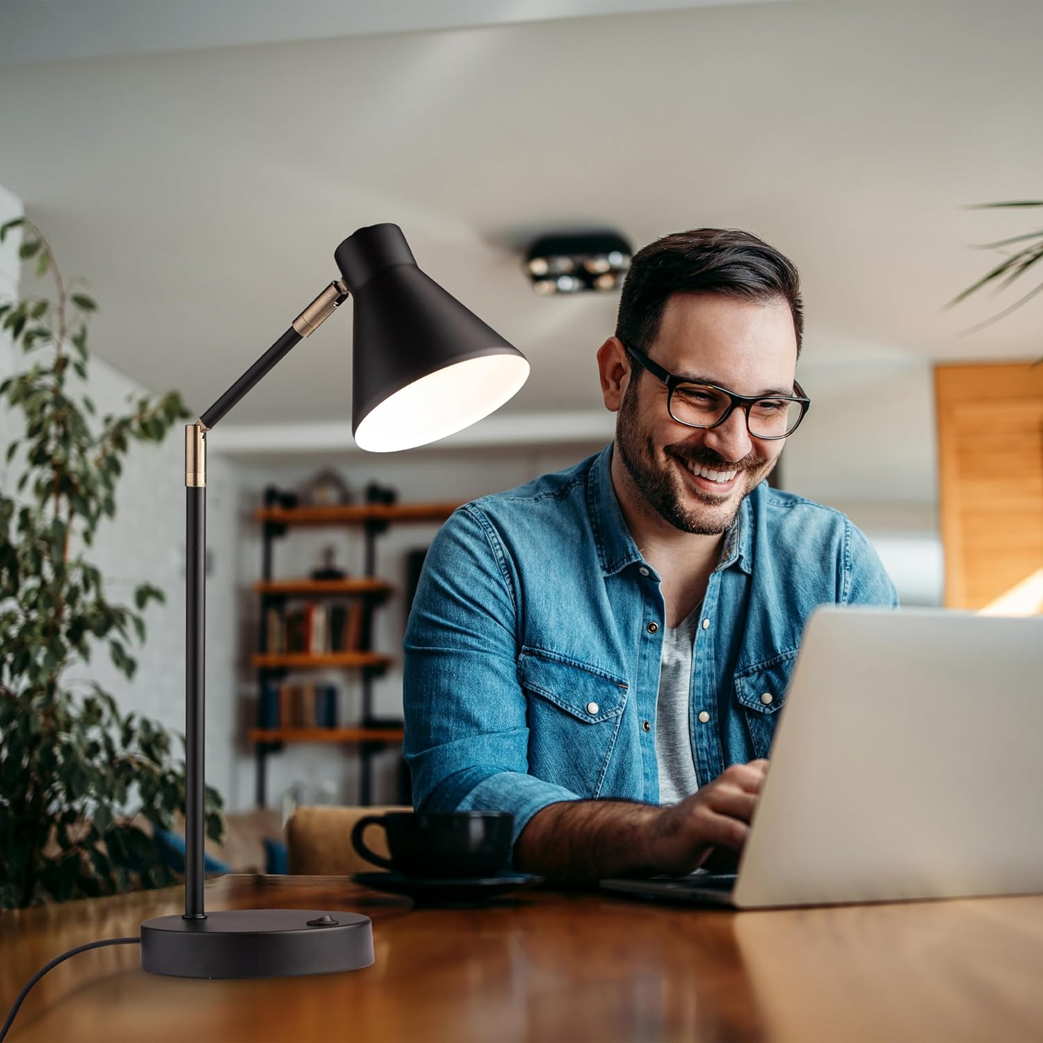 O'Bright Astrum - LED Desk Lamp with Dual USB Charging Ports, 100% Metal, 270 Degree Swivel Arms, Soft White Light (3000K), Bedside & Home Office Table Lamp, ETL Listed, Black - Image 6