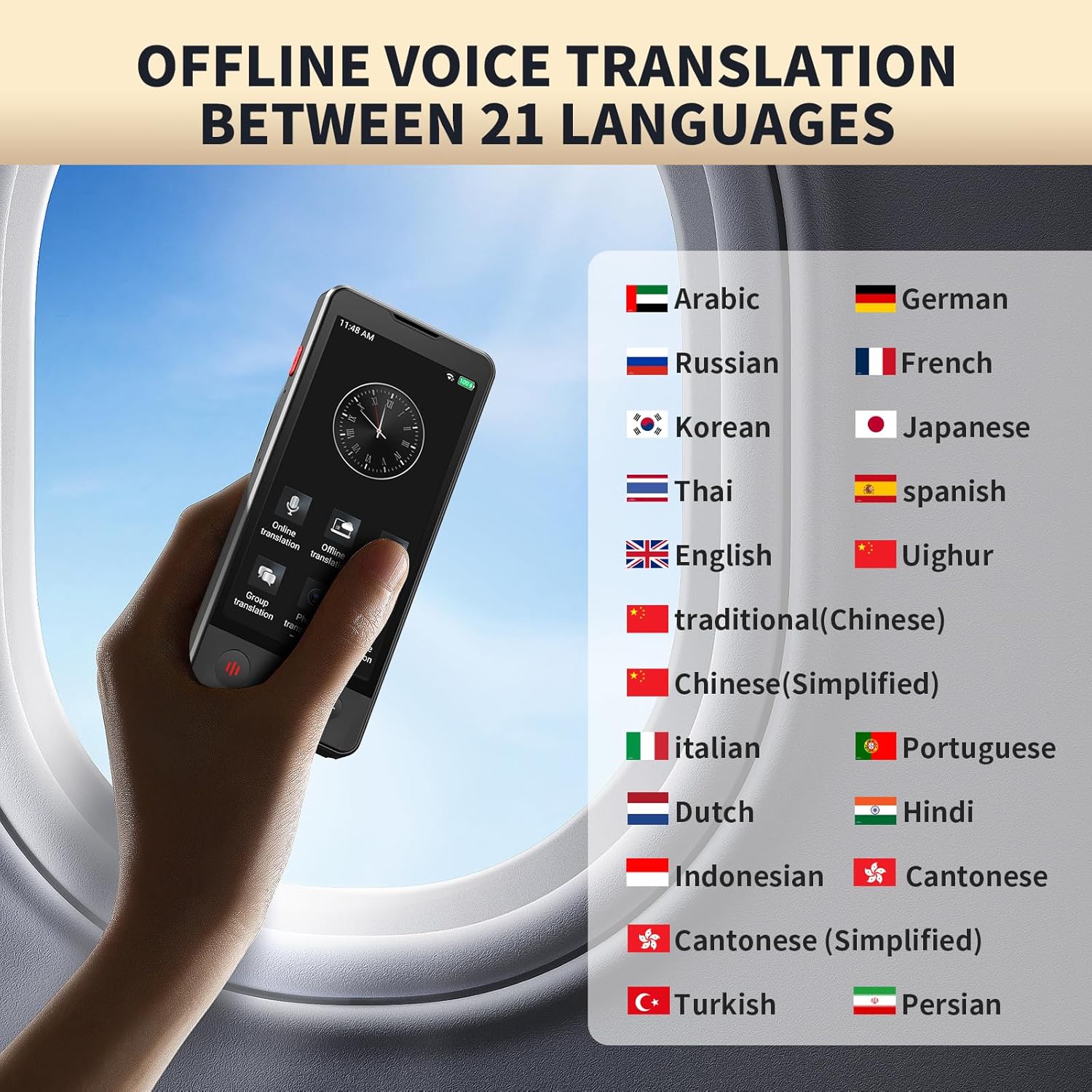 AI Language Translator Device, 2025 Upgraded Translator No WiFi Needed, Support ChatGPT, Voice Instant Two-Way 150 Language Translator, Offline/Recording/Photo Translation for Business Travel - Image 5