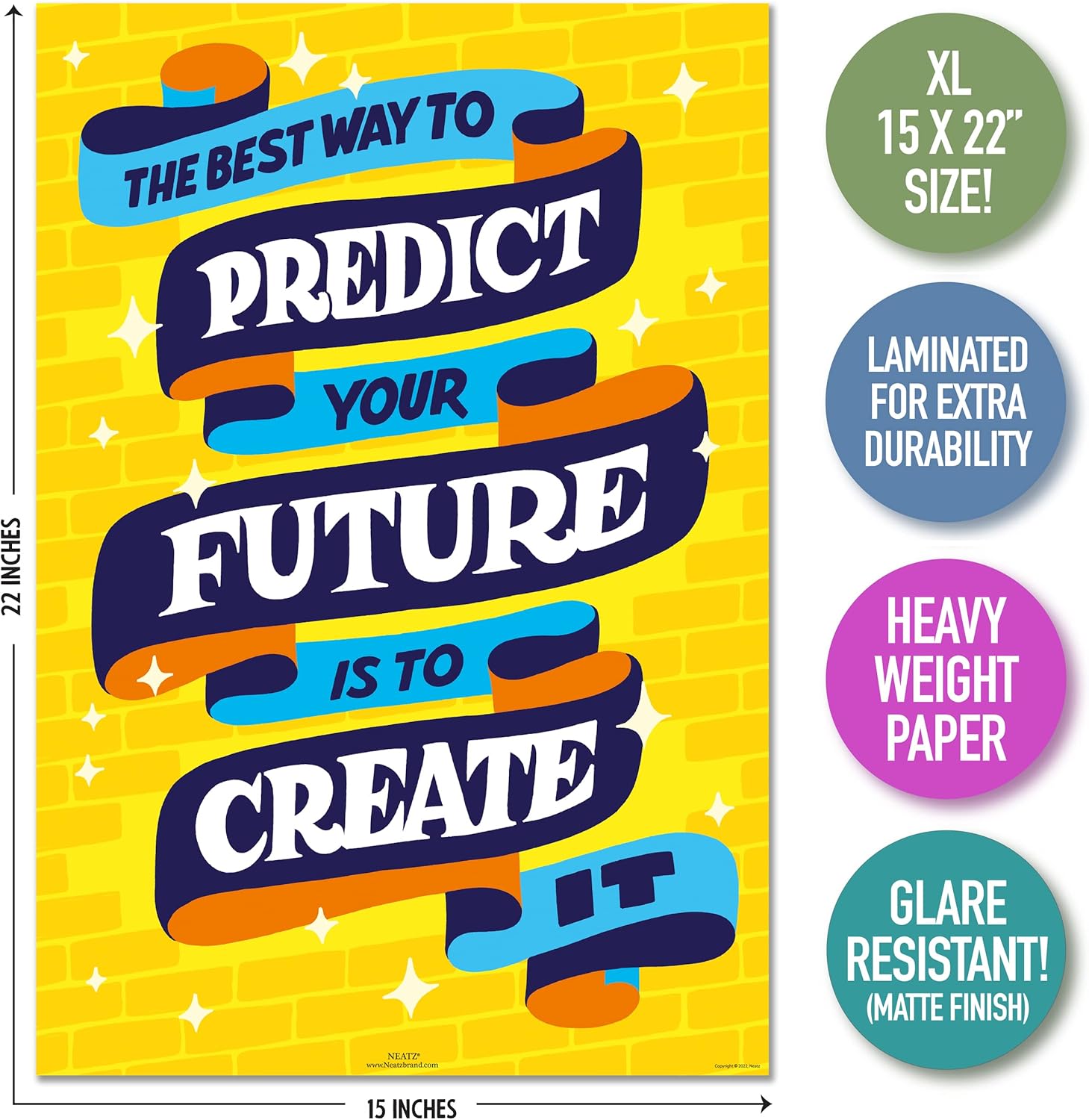 Neatz Growth Mindset Posters, Classroom Decor, For High School, Middle School, College & Home Office - Set of 12 Motivational Posters, 15 x 22” - Perfect as Classroom Decorations, Classroom Posters, - Image 6