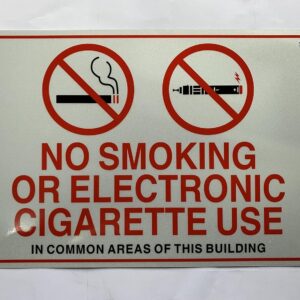 NO SMOKING ELECTRONIC CIGARETTE SIGN (WHITE, ALUMINIUM 7X10-Rust Free)