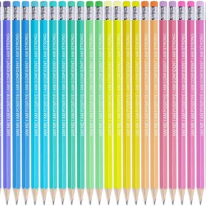Pre-Sharpened Inspirational Pastel Pencils – HB #2 Affirmation Pencils with Motivational Quotes – Aesthetic School Supplies for Students, Teachers (Strong, 24)